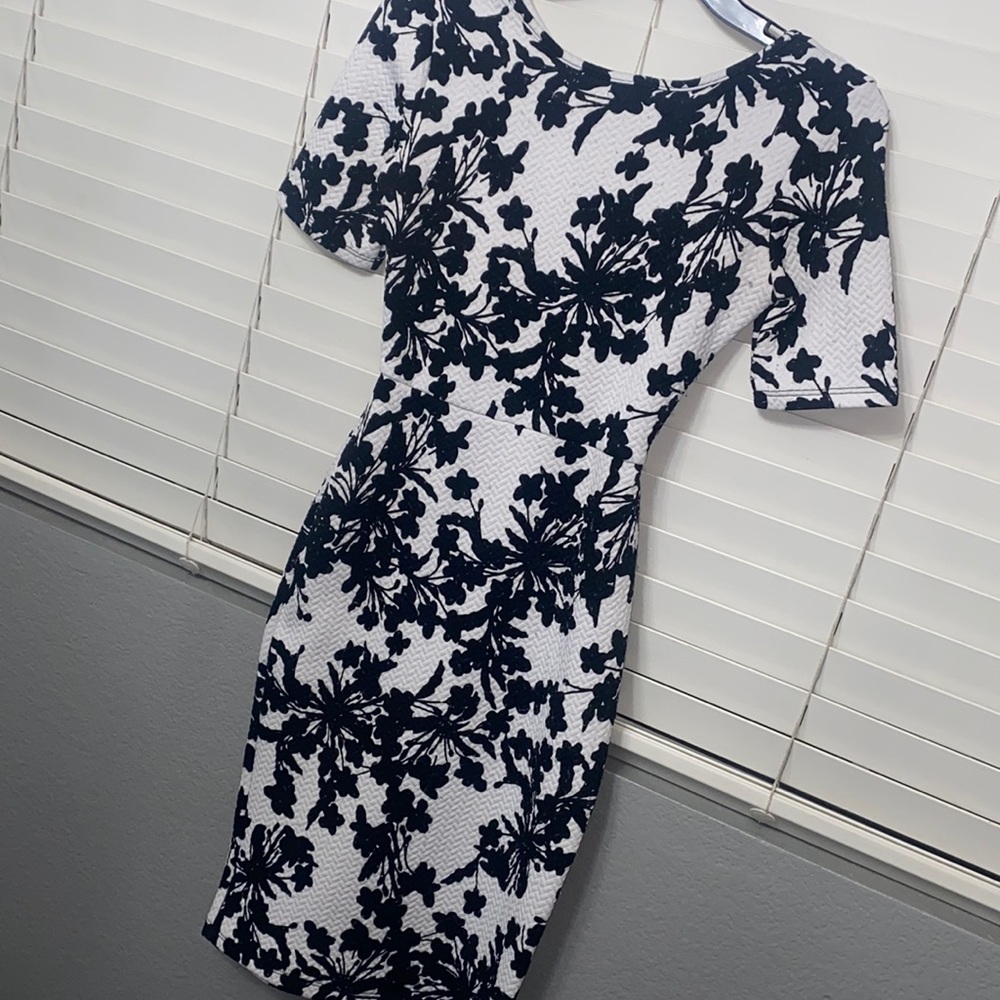 Floral white and black dress